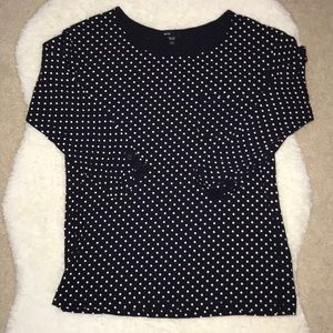 NWOT Polka Dot 3/4 Roll-up Sleeves & Pocket Shirt
